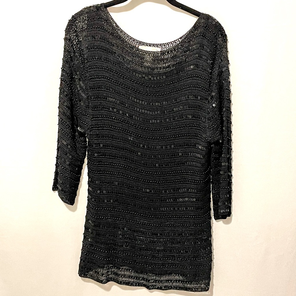 Black sequined top S. M. Collection Night out Sz 1X